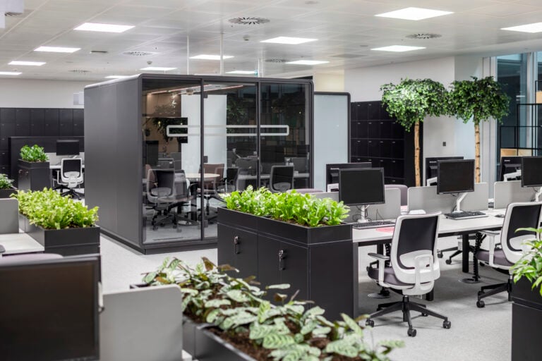 HushMeet L meeting pods from HushOffice in an open-plan office