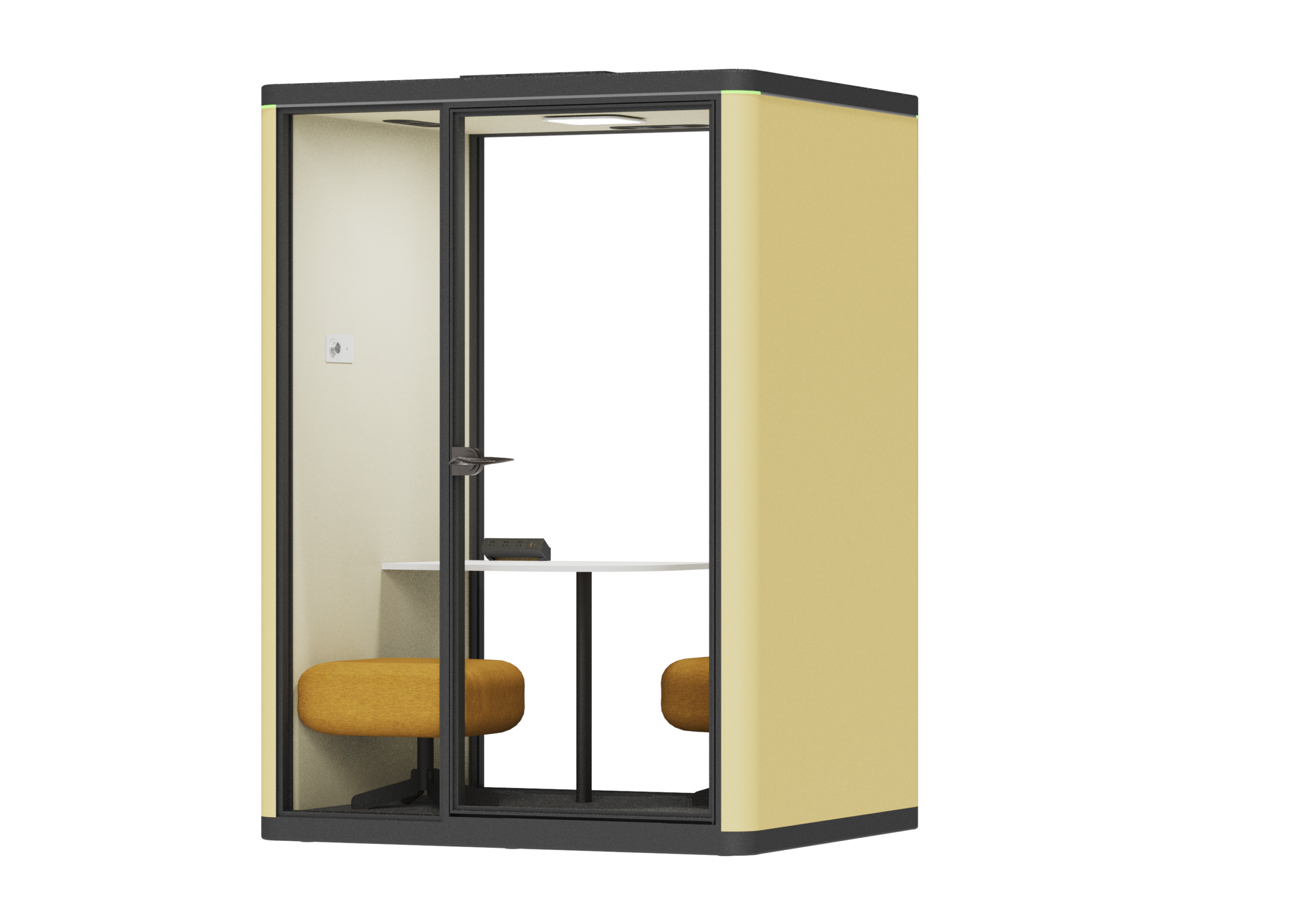 MusePod MD2 Meet with Yellow Exterior and Orange sofas